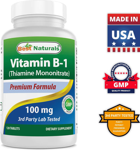 Best Naturals Vitamin B1 as Thiamine Mononitrate 100 mg, 120 Tablets (Pack of 1)