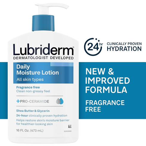 Lubriderm Daily Moisture Hydrating Unscented Body Lotion 16 fl. oz with Vitamin B5