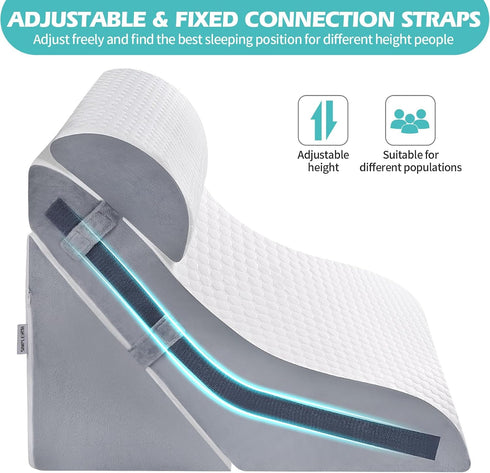 Set, 15-in-1 9 &16 20 inches 3-in-1 Wedge Pillow for Sleeping, Orthopedic Bed Wedge Pillow Adjustable Memory Foam Wedge