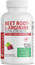Bronson Beet Root + L-Arginine 2000 MG Nitric Oxide Production Supplement, Non-GMO, 120 Vegetarian Capsules