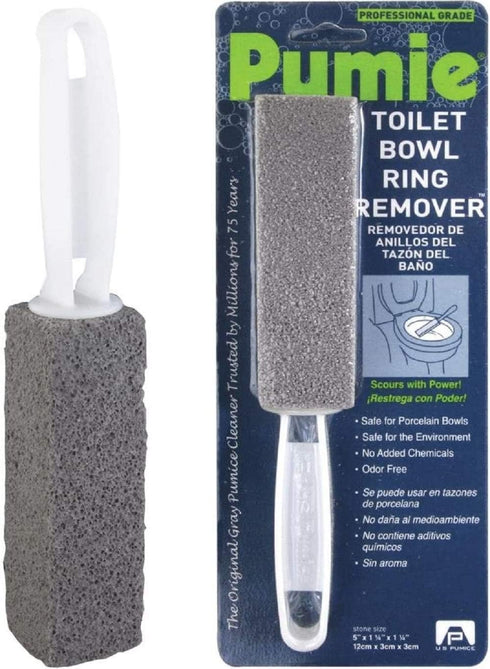 PUMIE Toilet Bowl Ring Remover TBR-6, Pumice Stone with Handle, Removes Toilet Rings and Stains, Safe for Porcelain,