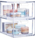 STORi Audrey Stackable Clear Bin Plastic Organizer Drawers | 2 Piece Set | Organize Cosmetics and Beauty Supplies on