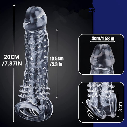 XCASLY q6654491 Transparent Threaded mace Condom Male Condom Adult Lock fine Ring Crystal Sleeve