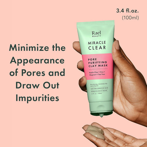 Rael Miracle Clear Clay Mask, Blackhead Remover - Exfoliating Face Wash, Pore Minimizer, Korean Skincare, Vegan (100 ml)