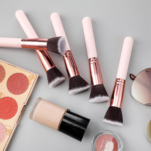 10 Pcs Flat Top Foundation Brush, Bachelorette Party Favors, Dense Makeup Artist Brush for Liquid and Cream