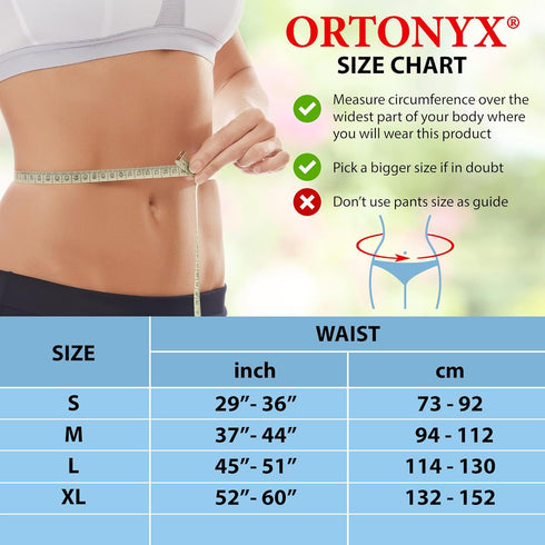 ORTONYX Lower Back Support Belt for Men and Women, Heavy Work Lifting, Back Pain Relief, Herniated Disc, Sciatica