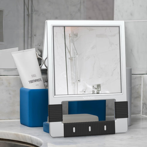 TASALON Unbreakable Hand Mirror, Silver Rectangular Tabletop Mount, ABS Frame, Handheld Mirror for Barber, Salon, Makeup