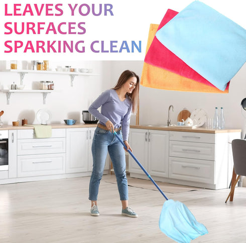 3 Pcs Extra Large Microfiber Cleaning Cloth, 30" x 20" Washable Reusable Streak Free Towel (Pink, Yellow, Light Blue)