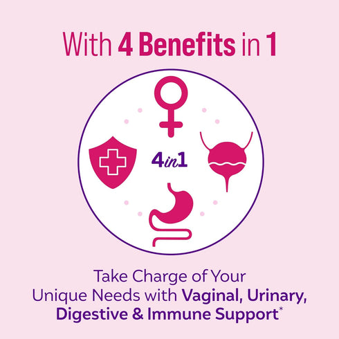 Culturelle 4-in-1 Probiotics for Women, 30 Count, Daily Probiotic & Prebiotic for Digestive and Vaginal Health