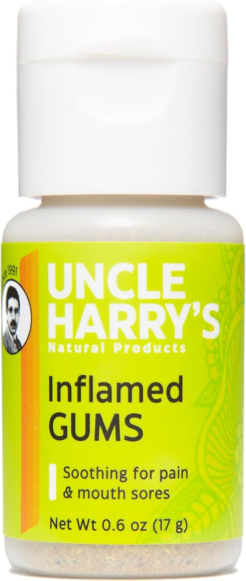Uncle Harry's Inflamed Gums & Mouth Sores Tooth Powder | Gum Health Toothpaste with Essential Oil (0.6 oz)