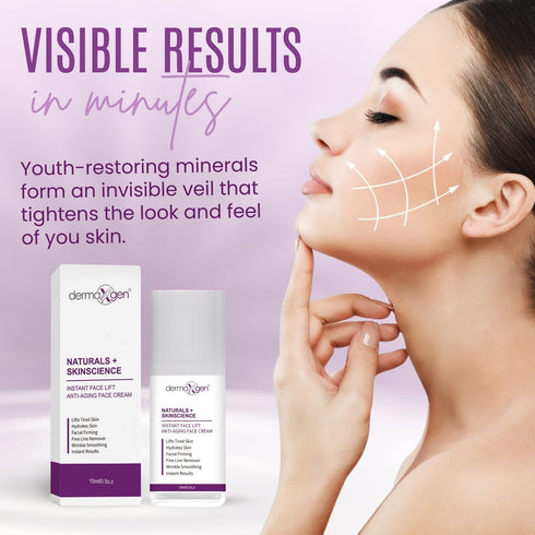 Natural Instant Face Lift Cream, Advanced Anti-Aging Solution for Neck, Chest, Sagging Skin, Targets Puffiness, 0.5 oz