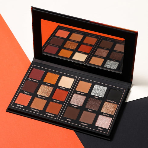Prism Makeup Matte Eyeshadow Palette Pro, 18 Colors Pigmented Shimmer Glitter, Long Lasting Waterproof (01# Seductress)