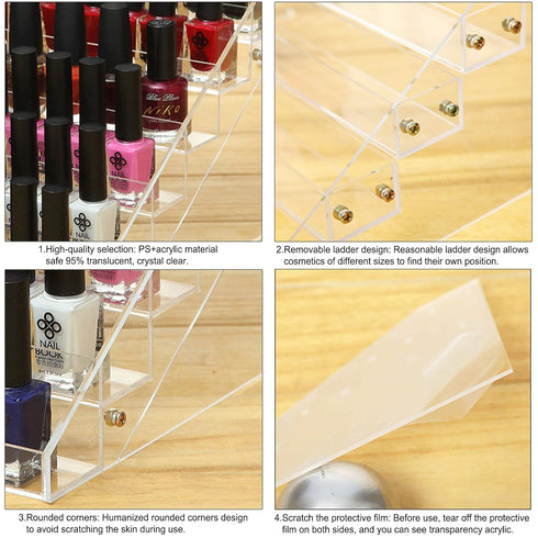 Nail Polish Rack 3 Tier Acrylic Display Stand Holder, Nail Polish Organizer, Essential Oil Storage Paint Shelf Holds Up