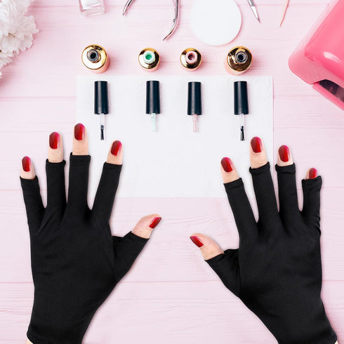 Syhood 3 Pair UV Gloves for Nail Lamp, UPF50+ UV Fingerless Protection Gloves for Manicures