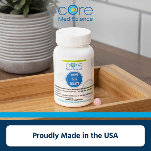 Core Med Science Methyl B12 Folate Supplement, 60 Count, Supports Mood, Cognitive, Heart Health