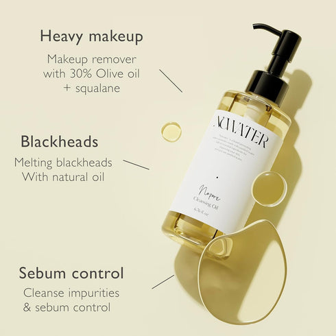 No Pore Cleansing Oil, Makeup Cleansing Oil for Blackheads Removal, Korean Skin Care with Olive Oil & Tea Tree