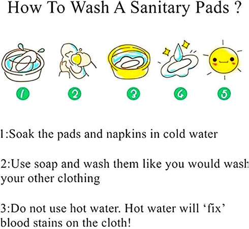 Reusable Menstrual Pads (7 in 1, 25.4cm 4 Layers), Bamboo Cloth Pads for Heavy Flow with Wet Bag