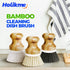 Holikme Bamboo Palm Brush Dish Brushes Vegetable Scrubber Round Natural Scrub Brush Cleaning Kit for Cleaning