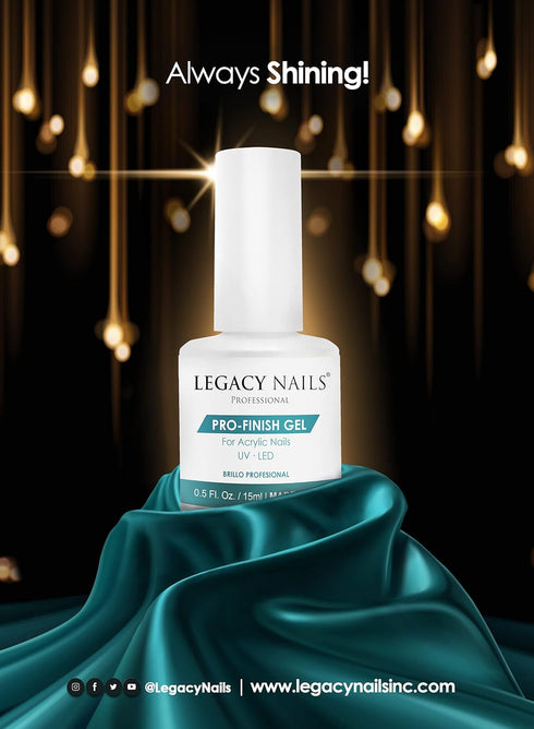 Legacy Nails Professional PRO FINISH GEL 0.5oz, High-Gloss Acrylic Nail Sealer for Long-Lasting Shine
