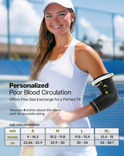Elbow Compression Sleeve 2 Pack, High Elastic Brace for Tendonitis and Tennis Elbow, Pain Relief for Women & Men, Black