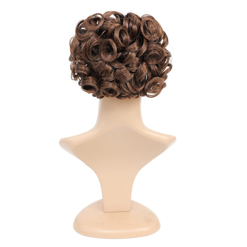 SWACC Short Messy Curly Dish Hair Bun Extension, Easy Stretch Combs Clip in Ponytail Extension Scrunchie