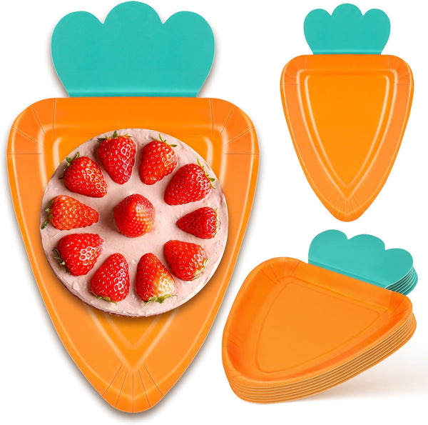 SWETRACE 24pcs Carrot Shaped Disposable Paper Plates Multi-function Household Dinner Plates for Party