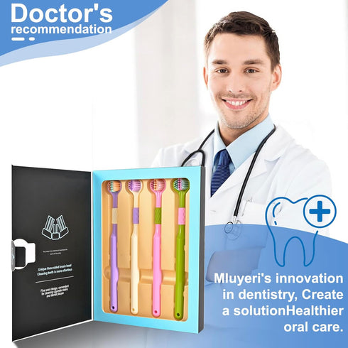 Mluyeri 4-Pack Set, Medium Toothbrush Bulk Toothbrushes for Kids & Adults with Special Needs, Multi-Angle Cleaning
