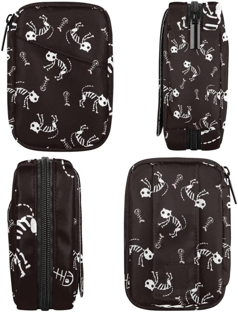 QsirBC 7 Halloween Skull Art Daily Pill Organizer Travel Medicine Container Holder Bag Small Weekly Pills Case Box Day