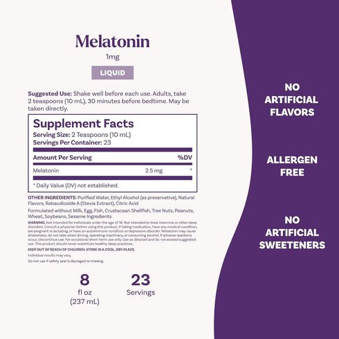 Natrol Liquid Melatonin 2.5 mg - Adult Melatonin Supplement, 8 FL OZ Berry-Flavored Liquid, Up to 23 Day Supply