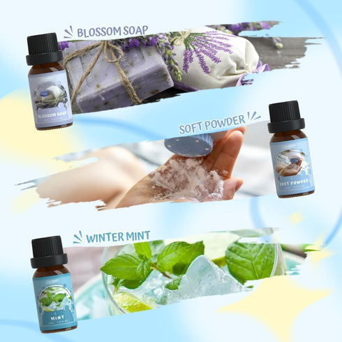 SALUBRITO Clean Fragrance Oils Set - Premium Essential Oils Set for Diffuser, Candle, Soap Making - Fresh Cotton