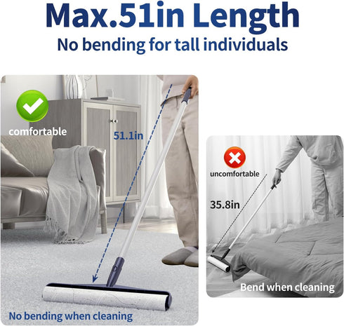 13.8in Large Size Lint Rollers for Pet Hair - Extra Sticky 51.2in Long Handle Giant Hair Picker Upper