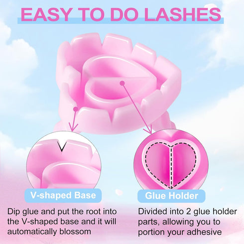 NXJ INFILILA Glue Rings for Eyelash Extensions, 100PCS Disposable Heart Shape Makeup Plastic Cups for Lashes