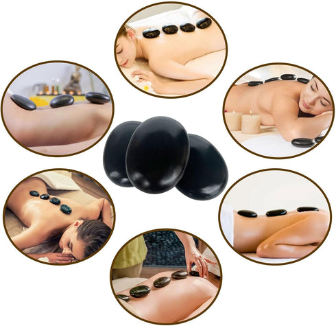 MINGJISHIYE 3 Set 3.58x2.78x1.19 inches, (3PCS) Hot Stone Massage, Piece Large Oval Hot Stone Basalt Home spa