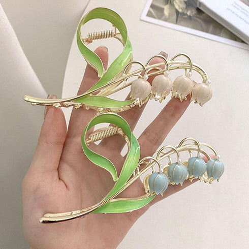Lily of The Valley Flower Hair Clips, Orchid Hair Clamps, Metal Hairpin for Thick Thin Hair Styling Accessories