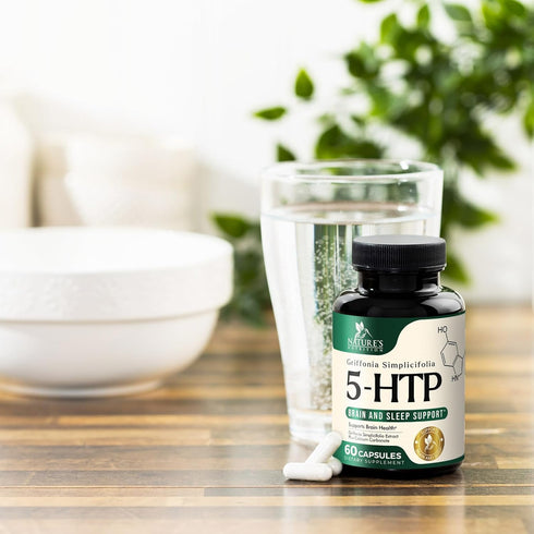 5 HTP Supplement 60 Count, 200 mg 5HTP Plus Calcium for Brain Mood and Sleep Support, Vegetarian & Non-GMO