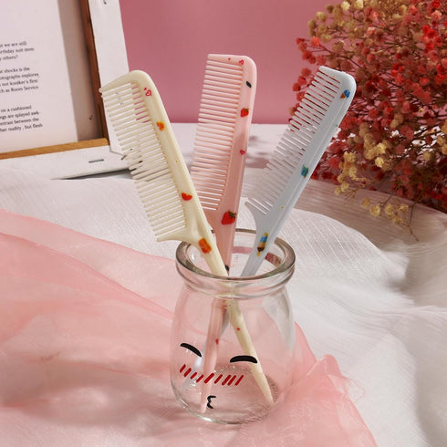 2 Piece Mini Hair Comb Set, Small Cute Anti-Static Fine Tooth Rat Tail Comb for Wet and Dry (Blue Ice Cream)