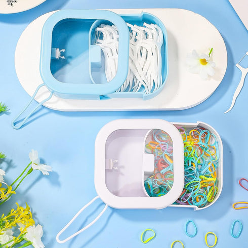 Prudiut Hair Tie Organizer, Small Hair Clip Jewelry Holder for Baby Teen Girl Women, Blue and White