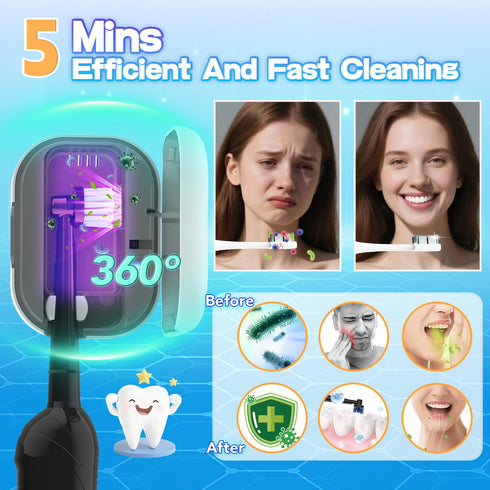 MONESAO Toothbrush Sanitizer Case, Portable Mini Toothbrush Covers with Holder, Rechargeable Travel Home Toothbrush