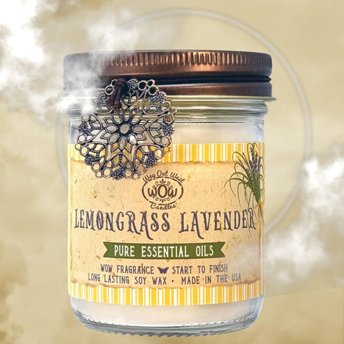 Scented Candle for Home by Way Out West Candles - 8 Oz Lemongrass Lavender Natural Soy Candles, Made in USA