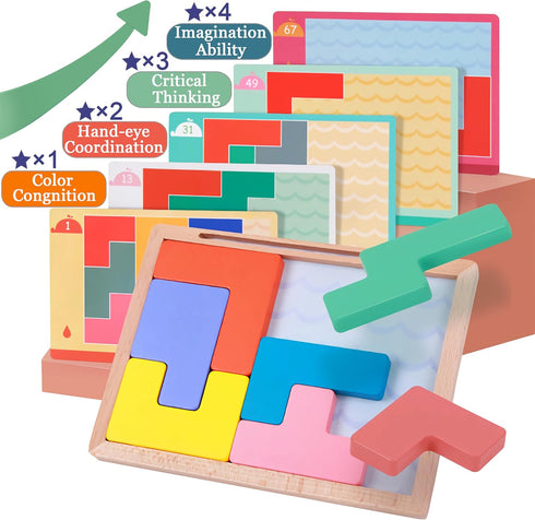 PHIELEY 8 Wooden Tiles Matching Dementia Activities for Seniors, Easy Memory Games for Alzheimers Patients, Cognitive