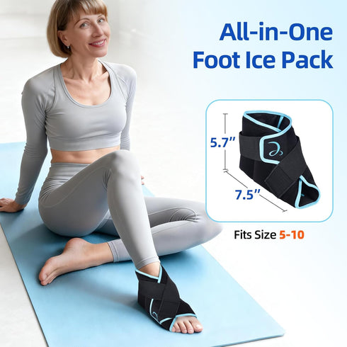Pack 1 Pack Comfytemp Ankle Ice Wrap for Plantar Fasciitis Relief, Foot Support Brace for Sprain, Cold Bag for Injury