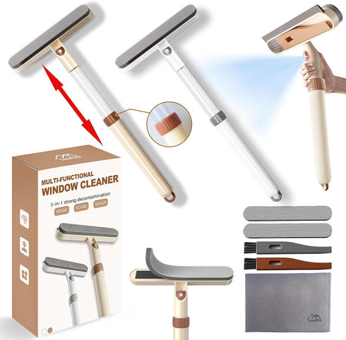 LzzzFZCF 2 Pack 5-in-1 Extendable Window Squeegee with Spray, 12.6 Inches All-Purpose Window