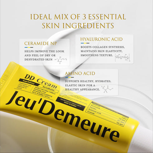 JEU'DEMEURE Ceramide Intensive Face and Neck Moisturizer DD Cream - Firming, Anti-Aging, 1.69 fl oz
