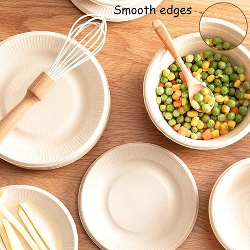 100 Pack Compostable 8oz Paper Bowls, Heavy-Duty Natural Disposable Bowls for Salad, Soup, Pasta & Dessert