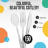 150 Pack Clear Plastic Cutlery Set, Plastic Silverware Heavy Duty, Plastic Utensil Sets, 50 Plastic Forks 50 Plastic Spoons 50 Plastic Knives Disposable Cutlery Set For Party Supplies Exquisite by Exquisite