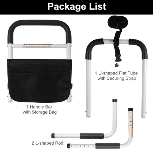 Panta Bed Rails for Elderly Adults, Adjustable Bed Assist Bar for Seniors, Medical Bed Safety Rail with Storage Bag