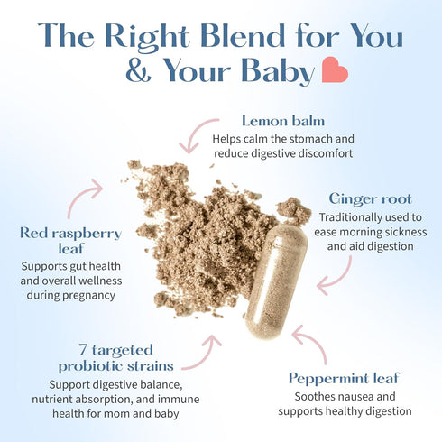 Lovebug Prenatal Probiotic, Helps with Morning Sickness, Nausea & Digestion, Multi Strain 20 Billion CFU, 30 Capsules