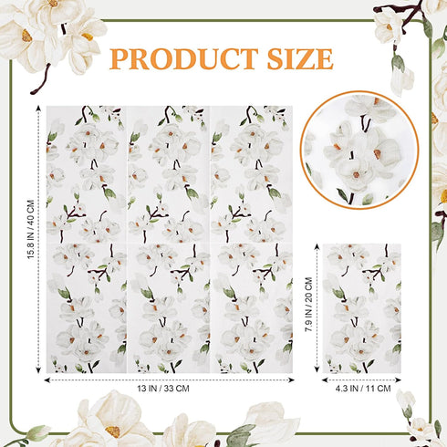 Outus 100 3 (7.9 4.3 Inch Pcs Floral White Magnolia Guest Napkins Ply Spring Flower Dinner Hand Napkin Blossom