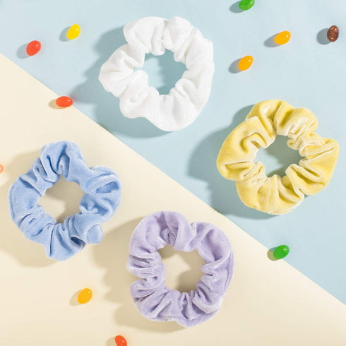 Whaline Pastel Hair Scrunchies - Elastic Velvet Hair Bands, Boho Soft Hair Ties for Girls Women, 12 Colors