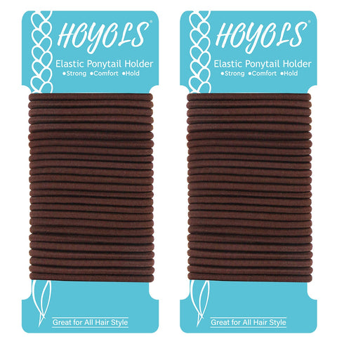 HOYOLS Ponytail Holders Hair Ties, No Metal Braided Bands, Elastic Thick Tie for Women, 50 Count, Brown